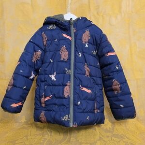 Joules Kids Gruffalo Puffer Coat | Navy Hooded Jacket 3T